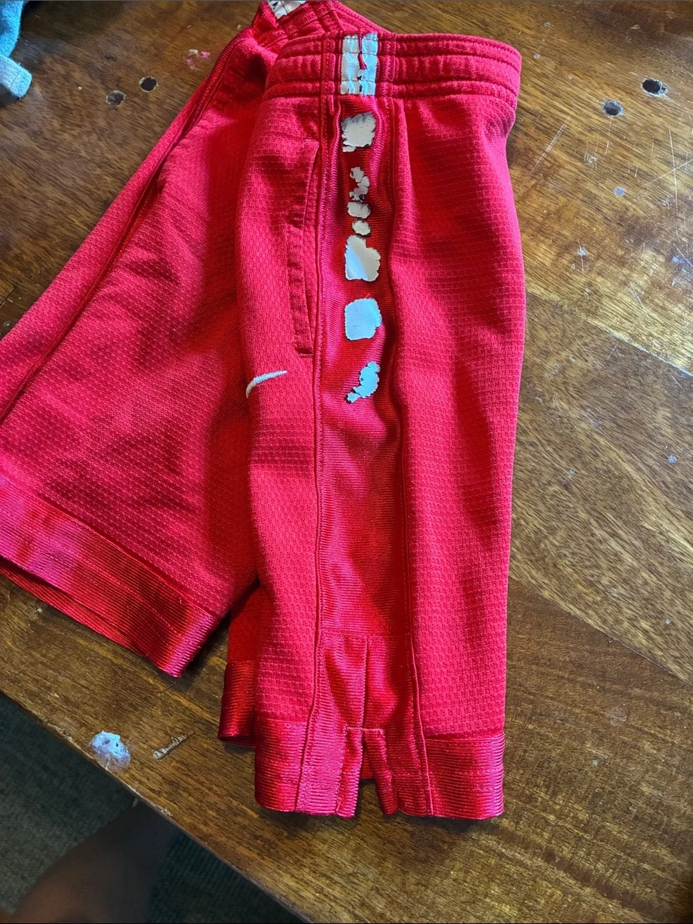 Nike Red Boys' Athletic Shorts with White Swoosh